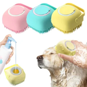 Brosse bain soin chien – en silicone, brosse anti-poils, peigne démêlant
